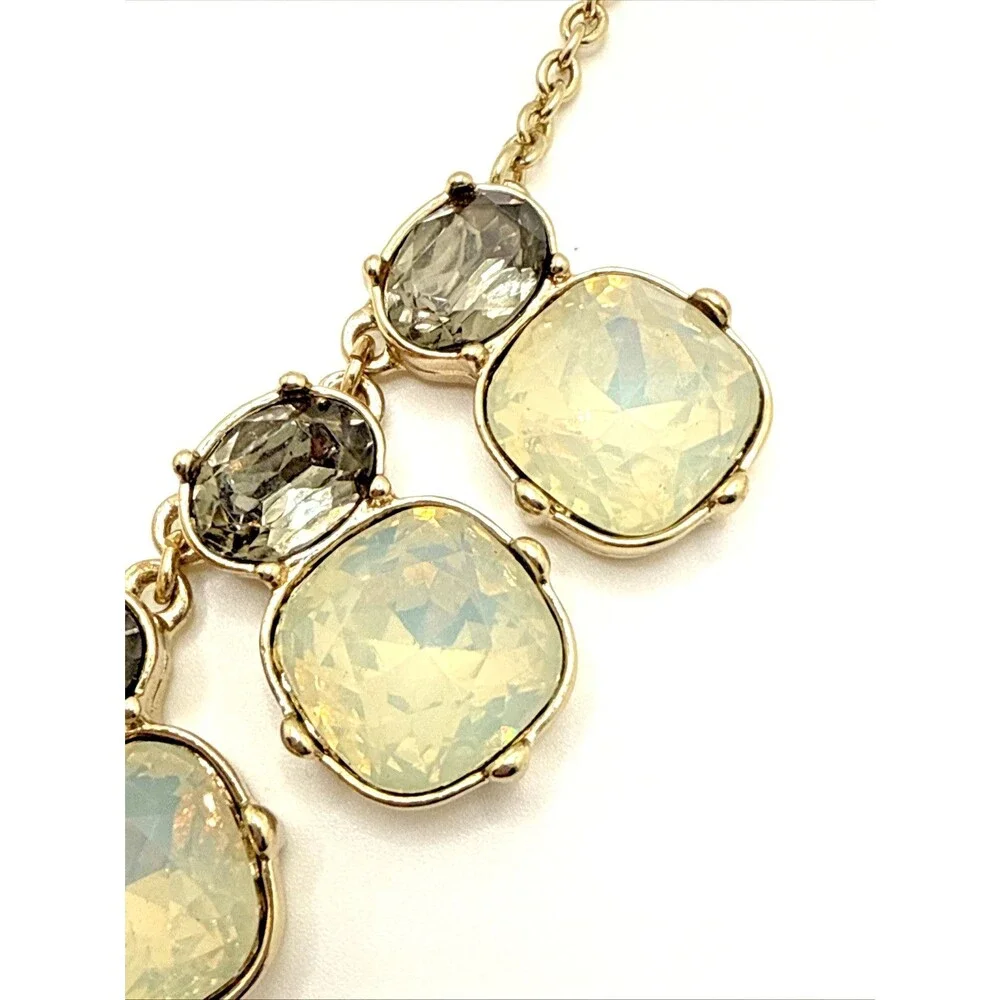 Banana Republic Bib Necklace Gold Tone Faceted Cabochon Statement NWOT 16-19